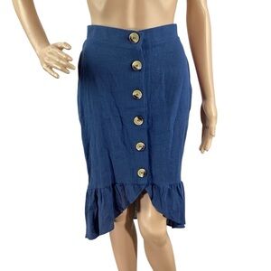 WET Linen Blend Melodie Flounce Mermaid Skirt Steel Blue Size S